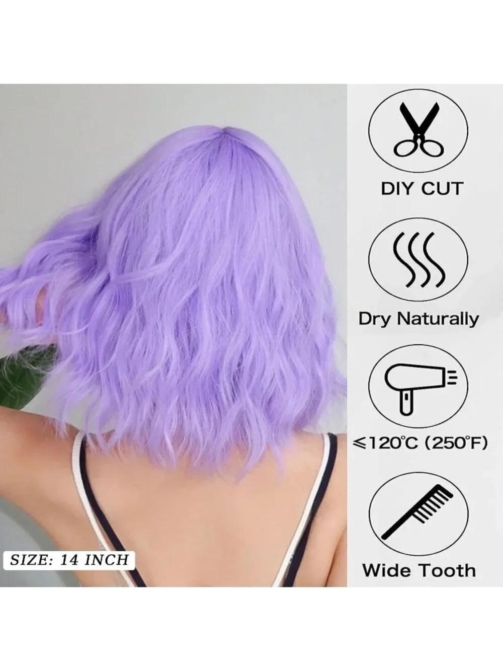 Women's Purple Soft Short Bob Style Synthetic Shoulder Length Curly Wigs